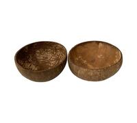 VIE Coconut Bowl, Natural Textured Finish, Large, 13-15cm Diameter, Set of 2