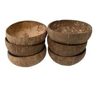 VIE Coconut Bowl, Natural Textured Finish, Large, 13-15cm Diameter, Set of 6