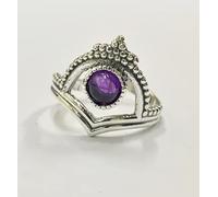 VIE Crowned Chevron Crystal Ring, Amethyst