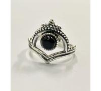 VIE Crowned Chevron Crystal Ring, Black Agate