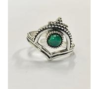 VIE Crowned Chevron Crystal Ring, Malachite