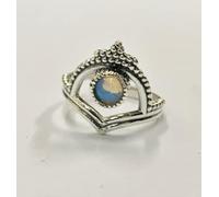 VIE Crowned Chevron Crystal Ring, Opalite