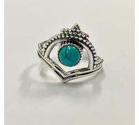 VIE Crowned Chevron Crystal Ring, Turquoise