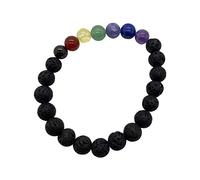 VIE Crystal Bracelet, 8mm, Lava Stone and 7 Chakra