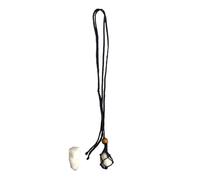 VIE Dark Blue Macrame Necklace, White Agate Tumbled, with White Agate Rough Cut