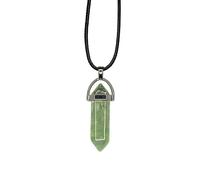 VIE Double Point Pencil Pendant, Black String (Green Fluorite)