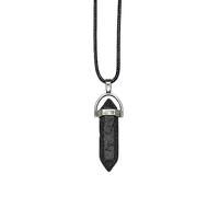 VIE Double Point Pencil Pendant, Black String (Lava Stone)