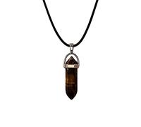 VIE Double Point Pencil Pendant, Black String, Tiger's Eye