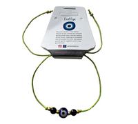 VIE Evil Eye Black Beads Thread Bracelet, Green
