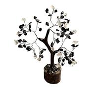 VIE Gemstone Tree, 100 Beads, 18cm, Black Tourmaline and Clear Quartz