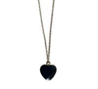VIE Halo Gemstone Pendant, Heart, Black Obsidian
