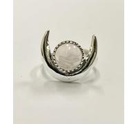 VIE Halo Half Moon Ring, Rose Quartz