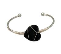VIE Heart-Shaped Crystal Bangle, Black Obsidian