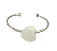 VIE Heart-Shaped Crystal Bangle, Clear Quartz