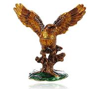 Vie jeune Hand Painted Enamel Eagle Trinket Box, Hinged Unique Mini Ring Necklace Jewelry Organizer, Classical Bejeweled Storage, Figurine Collectible Keepsake Home Decor (Eagle)