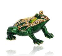 Vie jeune Hand Painted Enamel Frog Trinket Box, Hinged Jewelry Box Unique Mini Ring Necklace Jewelry Organizer, Classical Bejeweled Storage, Figurine Collectible Keepsake Home Decor (Frog-1)