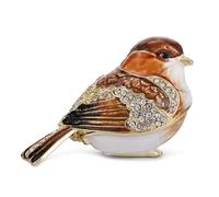 Vie jeune Hand Painted Enamel Goldfinch Bird Trinket Box, Hinged Unique Mini Ring Necklace Jewelry Organizer, Classical Bejeweled Storage, Figurine Collectible Keepsake Home Decor (Goldfinch)