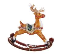 Vie jeune Hand Painted Enamel Reindeer Trinket Box, Hinged Jewelry Box Unique Mini Ring Necklace Jewelry Organizer, Classical Bejeweled Storage, Figurine Collectible Keepsake Home Decor (Reindeer)