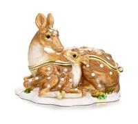 Vie jeune Hand Painted Trinket Box for Home Decor Accents, Enamel Hinged Jewelry Box for Bookshelf Office Table Desk Decoration, Classical Figurine Collectible Keepsake Animal Sculptures (Sika Deer)