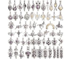Vie jeune Mixed Pearl Cage Locket Pendants Set, Essential Oil Diffuser DIY Jewelry Making Craft, Bulk Beads Aromatherapy Charms Gifts for Women Girls, Metal