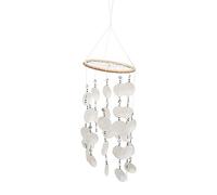 Vie Naturals Capiz Shell Windchime 45 cm hanging height, White Capiz Shells With Black Beads