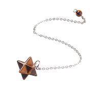 VIE Naturals Chakra Jewelry, Merkaba Star Pendulum, Tiger Eye with Brass Chains