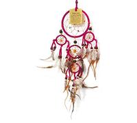 VIE Naturals Dream Catcher, Beaded, 9cm 4 Smaller Rings, Pink, One