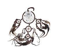 VIE Naturals Dream Catcher with Beads, 9cm 4 Smaller Rings, Brown, Multicolor, One Size UK-VN-0452-DRM-9CM-BR.
