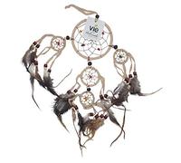 VIE Naturals Dream Catcher with Beads, 9cm Ring with 4 Smaller Rings, Natural, Multicolor, One Size, UK-VN-0452-DRM-9CM-NT.
