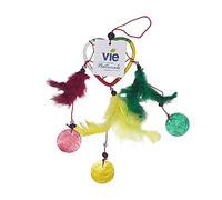 VIE Naturals Heart Shaped Dream Catcher, Capiz & Feathers, 6cm, Rasta, Multi-Color UK-VN0493-HEART-DREANCAT- 6 CM-RT