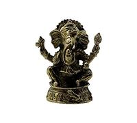 VIE Naturals Miniature Brass Figurines, Ganesh Sitting with Head Band