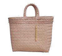 VIE Naturals Recycled Plastic Woven Beach/Tote Bag Pink, Large