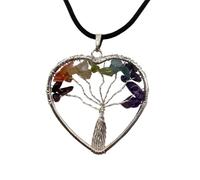 VIE Naturals Tree of Life Heart Pendant, 7 Chakra, 30mm, One