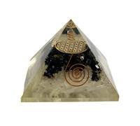 VIE Orgone Reiki Healing Pyramid, Black Tourmaline & Selenite, 7.5cm