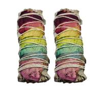 VIE Pack of 2, White Sage with Chakra Petals Sage Smudge Sticks(4”)-Premium,Natural & Ethically Sourced for Smudging,Home Cleansing & Energy Healing | Remove Negative Energy | Spiritual Home Gift