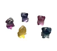 VIE Rainbow Fluorite Mini Carving Pug Dog, Assorted Colour, 1.5x1cm, Single