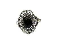 VIE Royal Oval Crystal Ring, Black Agate
