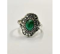 VIE Royal Oval Crystal Ring, Malachite