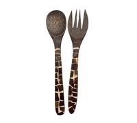 VIE Salad Servers, Coconut Wood with Coconut Chip Inlay, 30x7cm