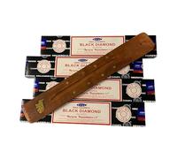 VIE Satya Incense Sticks, 4 Packs x 15g, with Incense Holder, Black Diamond