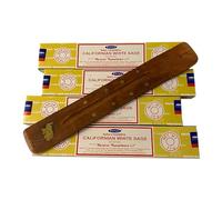 VIE Satya Incense Sticks, 4 Packs x 15g, with Incense Holder, Californian White Sage