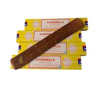 VIE Satya Incense Sticks, 4 Packs x 15g, with Incense Holder, Citronella