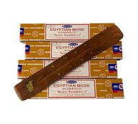 VIE Satya Incense Sticks, 4 Packs x 15g, with Incense Holder, Egyptian Musk