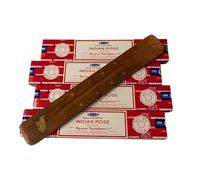 VIE Satya Incense Sticks, 4 Packs x 15g, with Incense Holder, Indian Rose