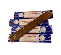 VIE Satya Incense Sticks, 4 Packs x 15g, with Incense Holder, Nag Champa