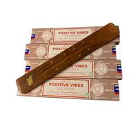 VIE Satya Incense Sticks, 4 Packs x 15g, with Incense Holder, Positive Vibes