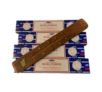 VIE Satya Incense Sticks, 4 Packs x 15g, with Incense Holder, Reiki Power