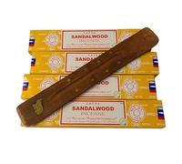 VIE Satya Incense Sticks, 4 Packs x 15g, with Incense Holder, Sandalwood