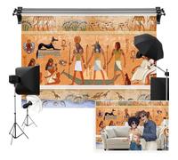 Vie Savaran 12x8ft Egyptian Mural Backdrop History Civilization Mythological Egypt Ancient Tribal Hieroglyphic Photography Background Birthday Party Travel Portrait Studio Photo Props Polyester