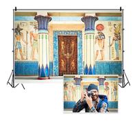 Vie Savaran 8x6ft Egyptian Mural Backdrop History Civilization Mythological Hieroglyph Stone Pillars Vintage Photography Background Birthday Party Travel Portrait Studio Photo Props Polyester
